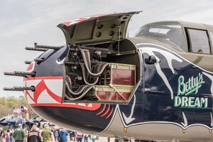 DAYTON, Ohio (04/2017) -- Eleven B-25 Mitchell bombers were on static display at the National Museum of the U.S. Air Force on April 17-18, 2017, as part of the Doolittle Tokyo Raiders 75th Anniversary. The B-25 aircraft pictured here is "Betty's Dream", owned by Warren Pietsch and Alan Miller from Texas Flying Legends Museum in Houston, TX. (U.S. Air Force photo by Kevin Lush)