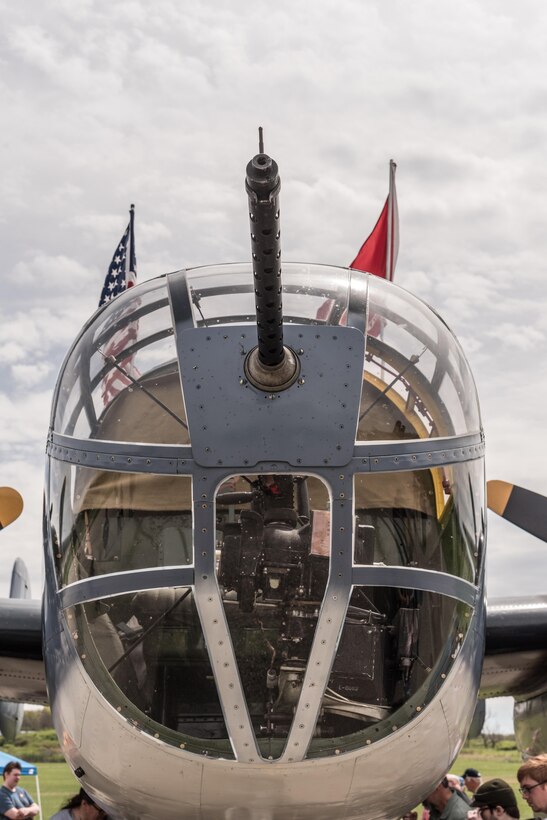 DAYTON, Ohio (04/2017) -- Eleven B-25 Mitchell bombers were on static display at the National Museum of the U.S. Air Force on April 17-18, 2017, as part of the Doolittle Tokyo Raiders 75th Anniversary. The B-25 aircraft pictured here is "Semper Fi", owned by Mike Hohls from CAF Southern California in Camarillo, CA. (U.S. Air Force photo by Kevin Lush)