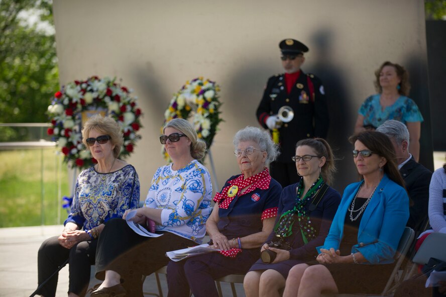 Guests attend a wreath laying ceremony honoring the 75th Anniversary of the Doolittle Tokyo Raid at the Air Force Memorial in Arlington, Va., Apr. 18, 2017. (Photo by Senior Master Sgt. Adrian Cadiz)(Released)