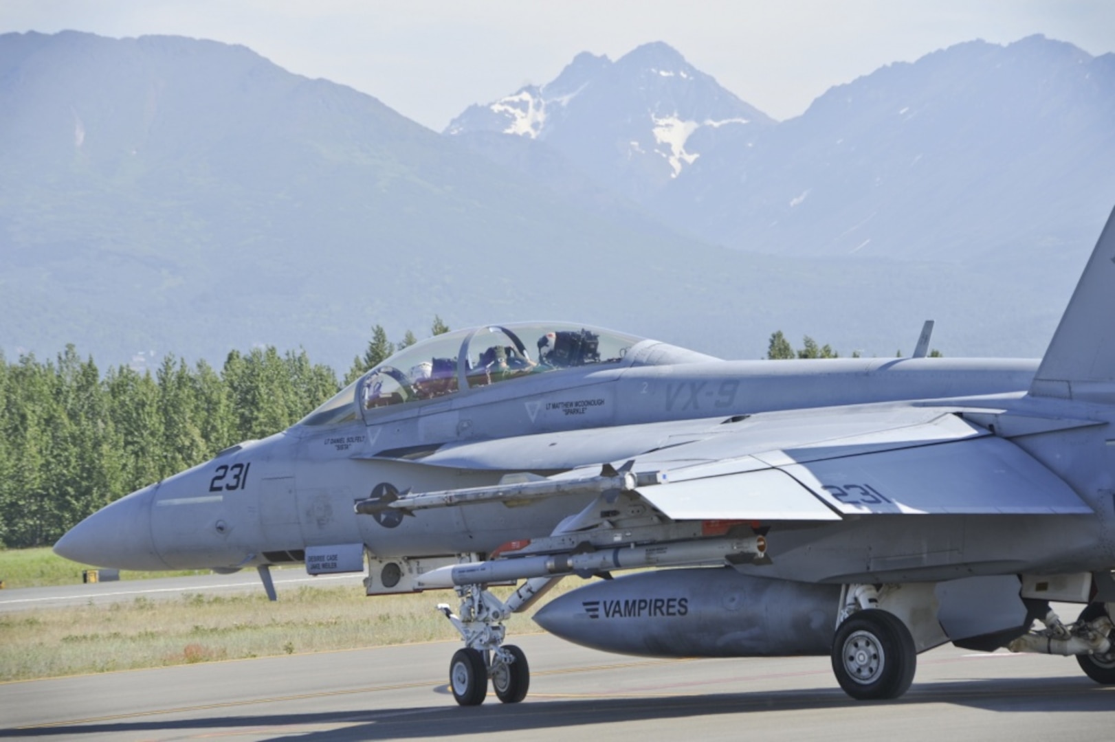 In this official file photo of Northern Edge 2015, a U.S. Navy F/A-18F Super Hornet from the Air Test Squadron, China Lake, Calif., taxis to take off during Exercise Northern Edge at Joint Base Elmendorf-Richardson, June 18, 2015. Northern Edge 15 is Alaska’s premier joint training exercise designed to practice operations, techniques and procedures as well as enhance interoperability among the services. Thousands of participants from all services, from active duty, Reserve and National Guard units, are involved.