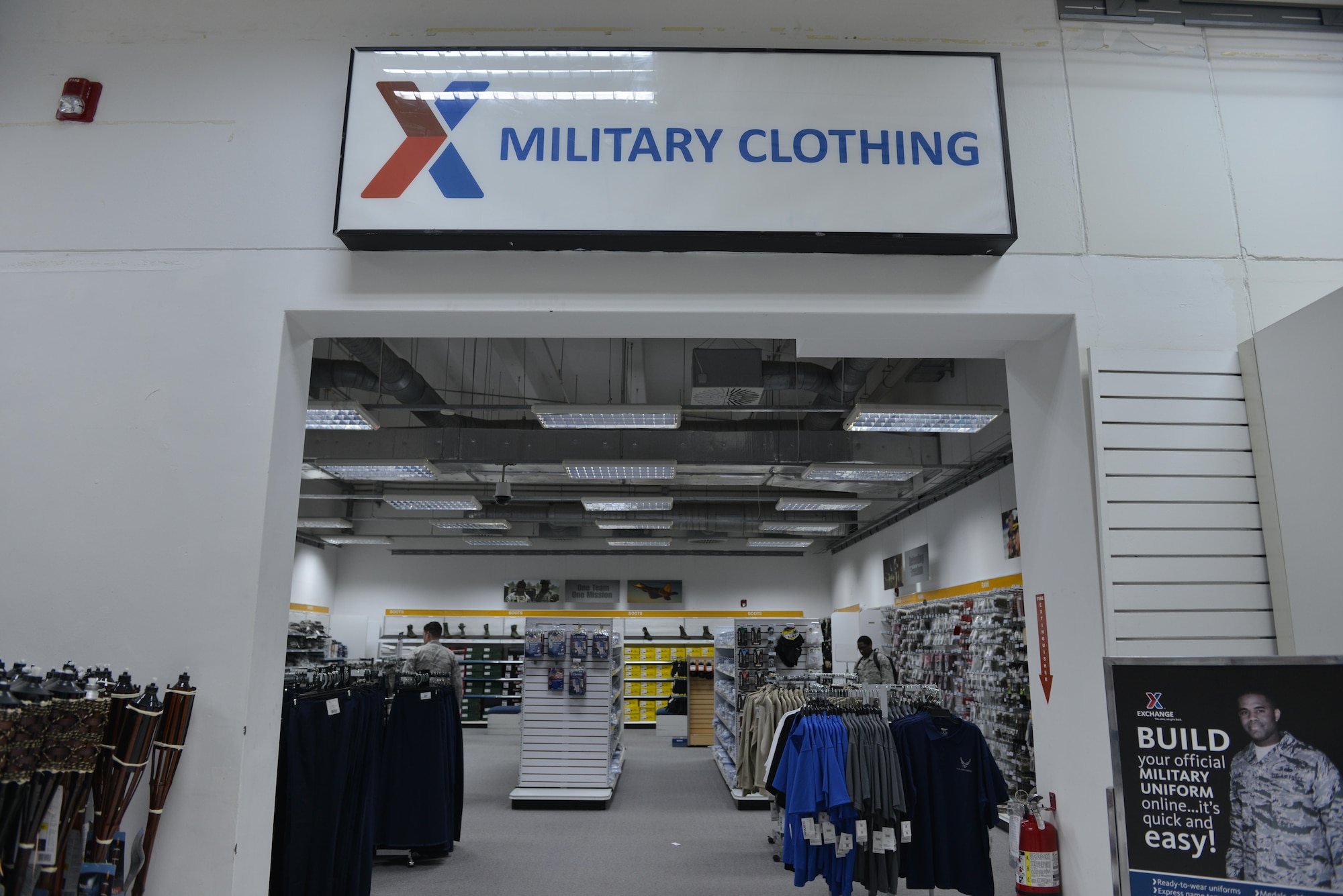 U.S. Airmen shop inside the military clothing section of the Exchange, April 12, 2017, at Incirlik Air Base, Turkey. The section was moved to provide a larger shopping environment. (U.S. Air Force photo by Senior Airman John Nieves Camacho)