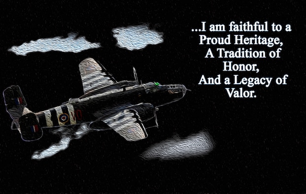 The Airman’s Creed is a statement of beliefs designed to ignite a surge of the esprit de corps, values, pride and heritage which defines the unique capabilities of an American Airman. It was designed to reinvigorate a warrior ethos while providing Airmen a tangible statement of beliefs. (U.S. Air Force graphic by Staff Sgt. William Banton)