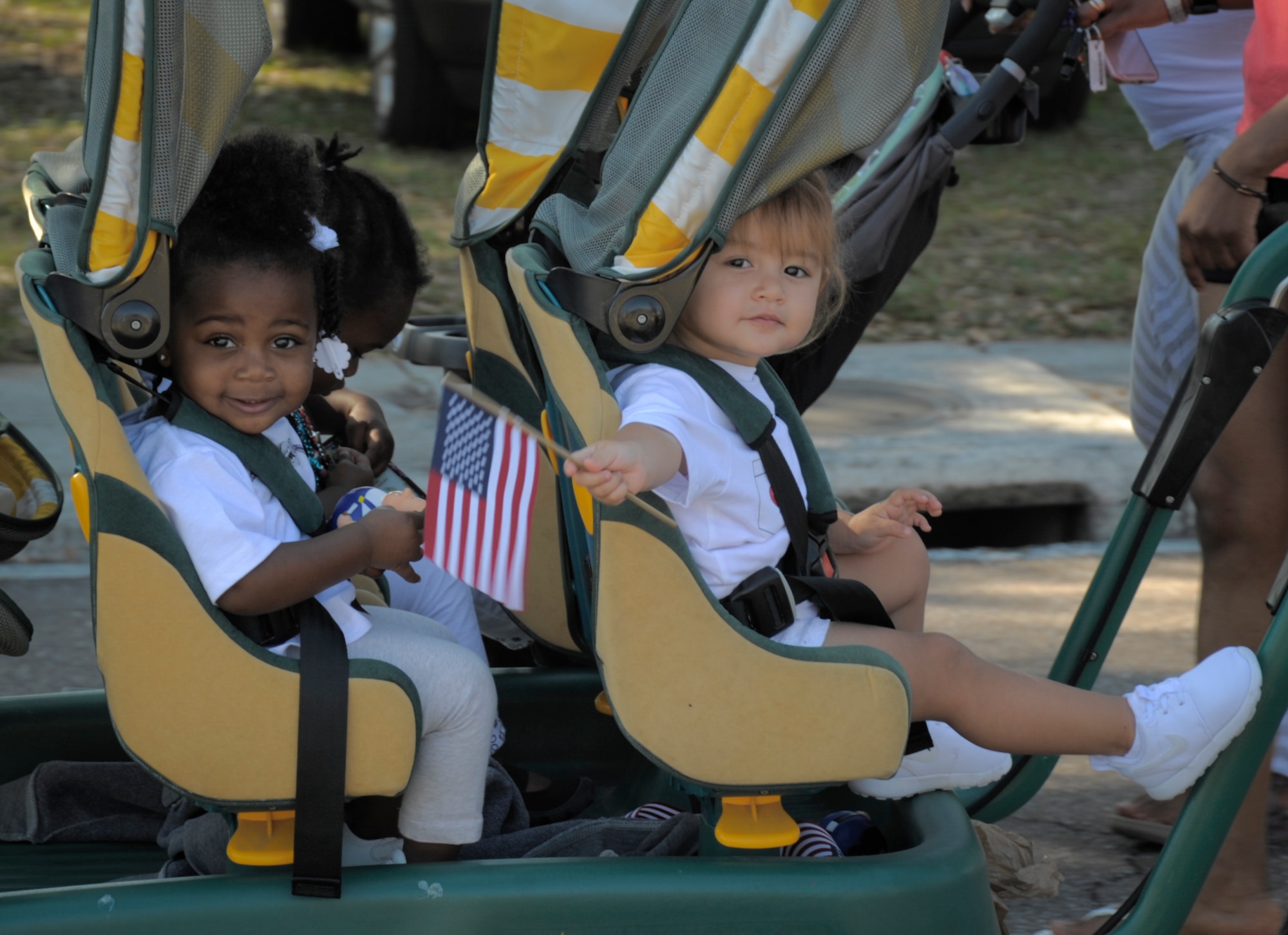 Children from the MacDill Child Development Center participate in the Month of the Military Child parade at MacDill Air Force Base, Fla., April 21, 2017. Month of the Military Child is a month of celebration for children of service members. (U.S. Air Force photo by Airman 1st Class Mariette Adams)