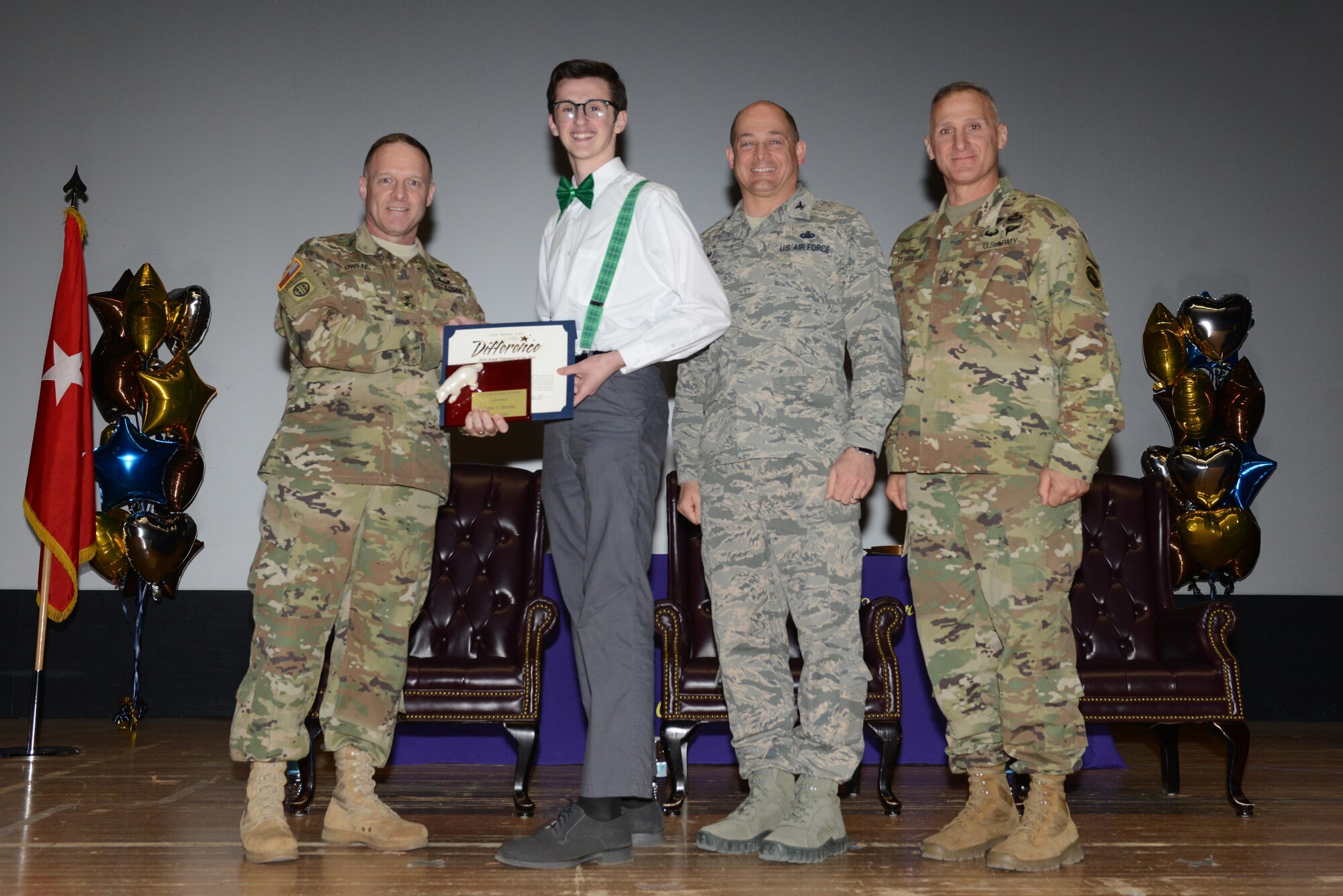 Joint Base Elmendorf-Richardson thanks the community’s outgoing volunteers during the Annual Volunteer Recognition Ceremony April 18, 2017. The ceremony acknowledged 240 Presidential Volunteer Service Award recipients, and together the JBER community volunteered more than 82,000 hours. This event also honored the Lifetime Achievement Award recipient, the four volunteers of the year and three volunteer excellence award winners.