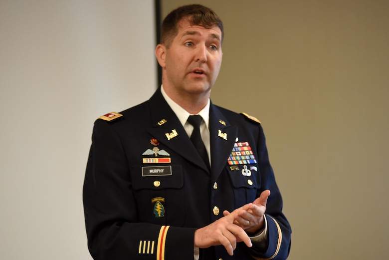 Lt. Col. Stephen Murphy, U.S. Army Corps of Engineers Nashville District commander, welcomes more than 100 hydropower experts to the 40th Annual Joint Hydropower Conference April 19, 2017 at the Inn at Opryland in Nashville Tenn.