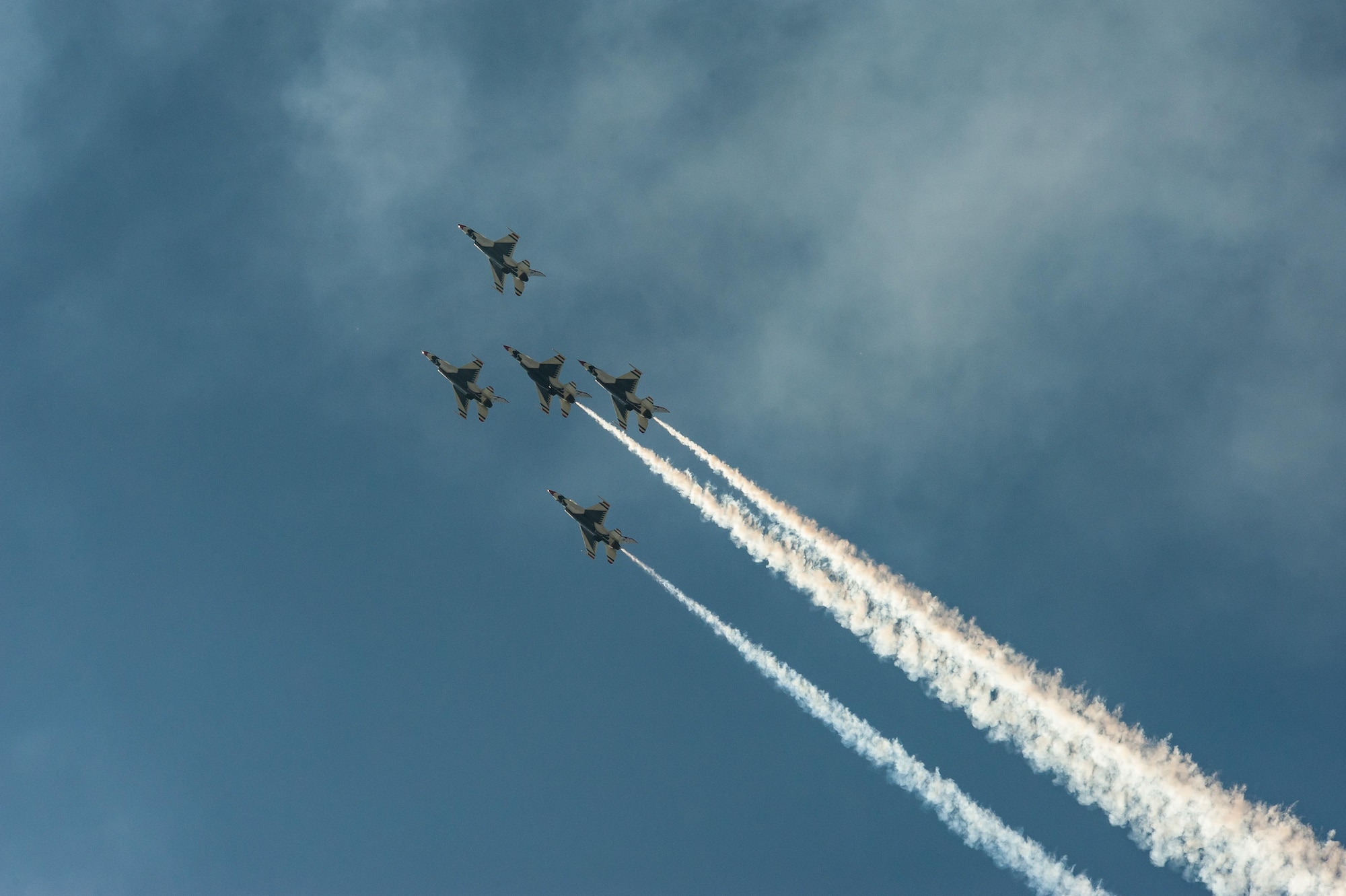 The Air Force Thunderbirds perform during the Heritage to Horizon Air Show, April 8-9, 2017, Maxwell Air Force Base, Ala. More than 135,000 visitors from the local community attend the air show.(US Air Force photo by Melanie Rodgers Cox/Released)