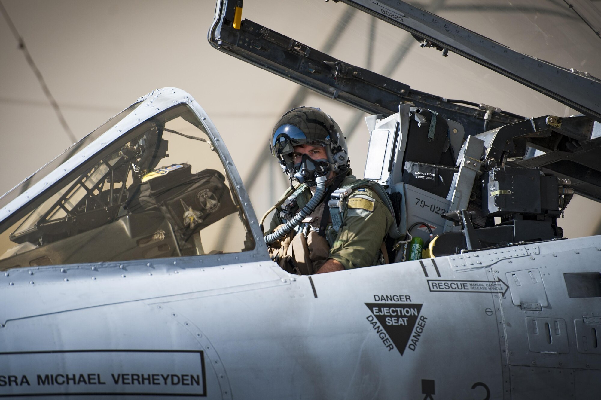 Capt. Andrew Nemethy, 74th Fighter Squadron pilot, prepares for take-off during a natural disaster exercise, April 19, 2017, at Moody Air Force Base, Ga. The exercise tested the wing’s ability to evacuate aircraft, secure assets and respond to emergency situations in the event of a real-world natural disaster. (U.S. Air Force photo by Airman 1st Class Lauren M. Sprunk)