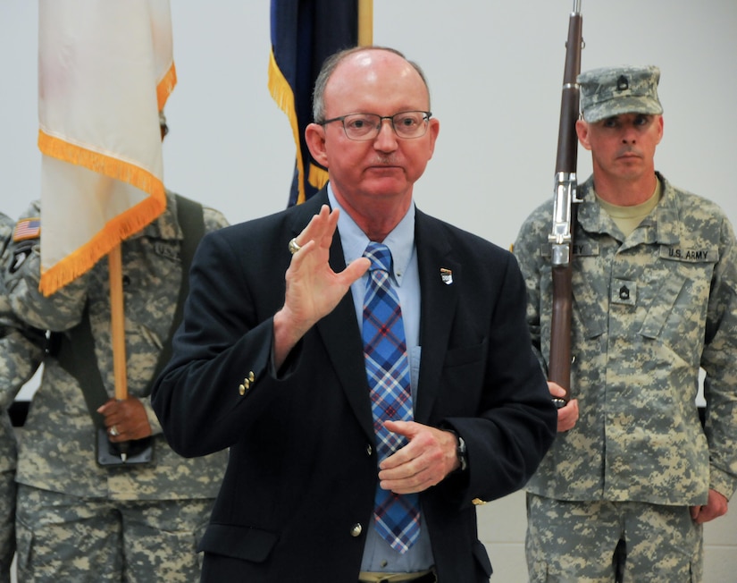 Retired Maj. Gen. William D. Razz Waff, who served as commanding general of the U.S. Army Reserve’s 99th Regional Support Command from 2010-2013, serves as guest speaker during the 99th RSC Army Superior Unit Award ceremony April 21 at the command’s headquarters on Joint Base McGuire-Dix-Lakehurst, New Jersey. The 99th RSC received the award for providing aid and assistance from October 2012 to April 2013 to communities in New York City that were devastated by Superstorm Sandy.