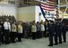 Ceremony attendees stand for the National Anthem at the Gantzer Maintenance Facility at Minot Air Force Base, N.D., April 21, 2017. The hangar was named in honor of Chief Master Sgt. Fred Gantzer, who served at Minot AFB for over a decade. (U.S. Air Force photo/Airman 1st Class Alyssa M. Akers)