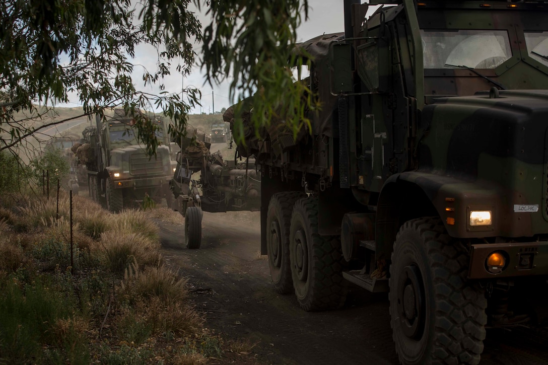 U.S. Marines with Bravo Battery, 1st Battalion, 12th Marine Regiment, prepare to emplace M777A2 Lightweight Towed Howitzers during Spartan Fury at the Pohakuloa Training Area, on the big island of Hawaii, March 21, 2017. Spartan Fury is a Battalion level pre-deployment training exercise designed to improve sustainment training for future deployments. (U.S. Marine Corps photo by Cpl. Alex Kouns/Released)
