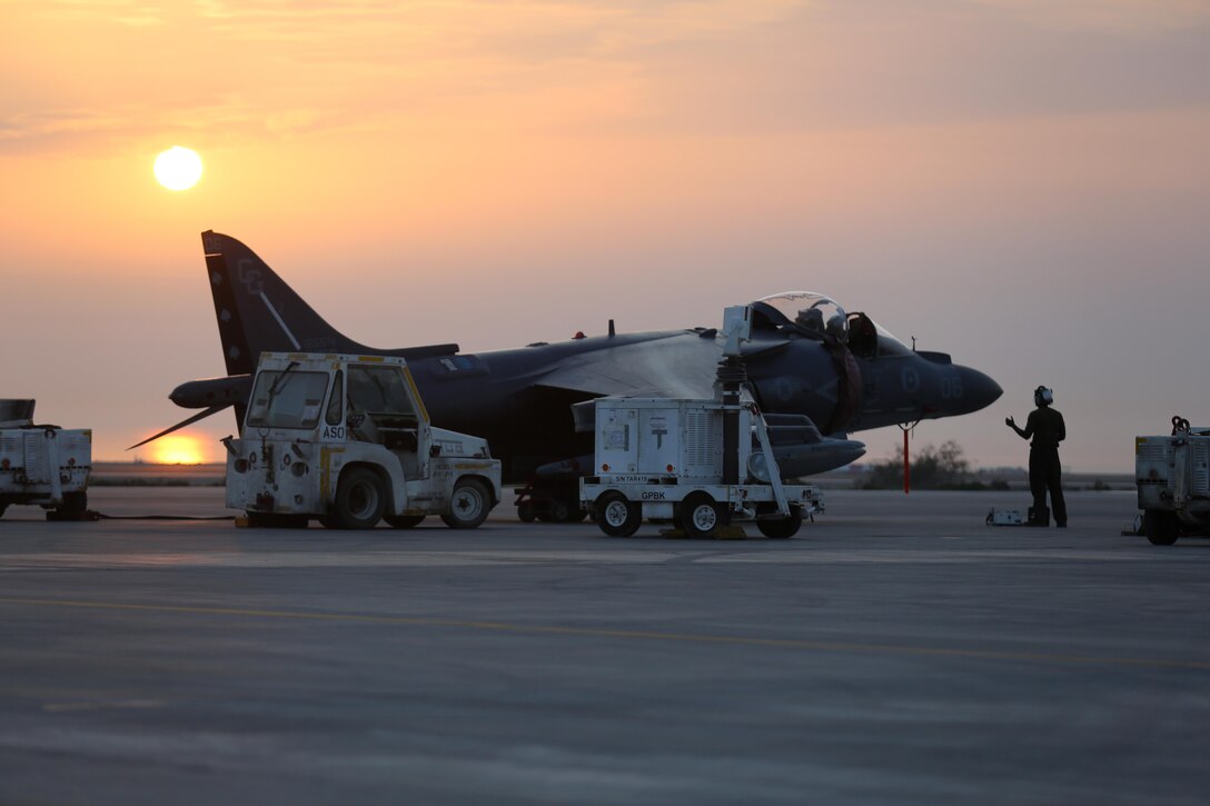 U.S. Marine Corps Lance Cpl. Jonathan Myrick, from Montgomery, Alabama, conducts electrical maintenance checks with Sgt. Levi Torres from Shepheard, Texas, avionics technicians deployed in support of Combined Joint Task Force – Operation Inherent Resolve, assigned to  Marine Attack Squadron 231, Special Purpose Marine Air-Ground Task Force-Crisis Response-Central Command, March 2, 2017. SPMAGTF-CR-CC continues its commitment to support OIR and USCENTCOM through employment of kinetic air strike missions, security cooperation and crisis response assets within the region. CJTF-OIR is the global Coalition to defeat ISIS in Iraq and Syria. (U.S. Marine Corps photo by Staff Sgt. Jennifer B. Poole)