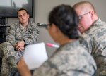 U.S. Air Force Tech. Sgt. Heather Mummery, 326th Training Squadron instructor, engages with Airmen during Airman’s Week activities Mar. 27 at Joint Base San Antonio-Lackland. The concept of Airmen’s Week stemmed from Air Force officials establishing a curriculum focused on wingmanship, resiliency, leadership and followership, sexual assault prevention and response, the warrior ethos, and how Airmen can balance their personal and professional lives. (U.S. Air Force photo by Johnny Saldivar) 