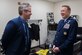 Marshall Gilkes, left, guest jazz trombonist, laughs during a meet and greet with Maj. Gen. Darryl W. Burke, right, Air Force District of Washington and 320th Air Expeditionary Wing commander, in Alexandria, Va., April 20, 2017. Gilkes was one of three artist to perform in the Airmen of Note’s Jazz Heritage Series. The U.S. Air Force Band first established the annual series in 1990, which features bandsmen with renowned jazz icons. (U.S. Air Force photo by Airman 1st Class Valentina Lopez)
