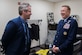 Marshall Gilkes, left, guest jazz trombonist, laughs during a meet and greet with Maj. Gen. Darryl W. Burke, right, Air Force District of Washington and 320th Air Expeditionary Wing commander, in Alexandria, Va., April 20, 2017. Gilkes was one of three artist to perform in the Airmen of Note’s Jazz Heritage Series. The U.S. Air Force Band first established the annual series in 1990, which features bandsmen with renowned jazz icons. (U.S. Air Force photo by Airman 1st Class Valentina Lopez)