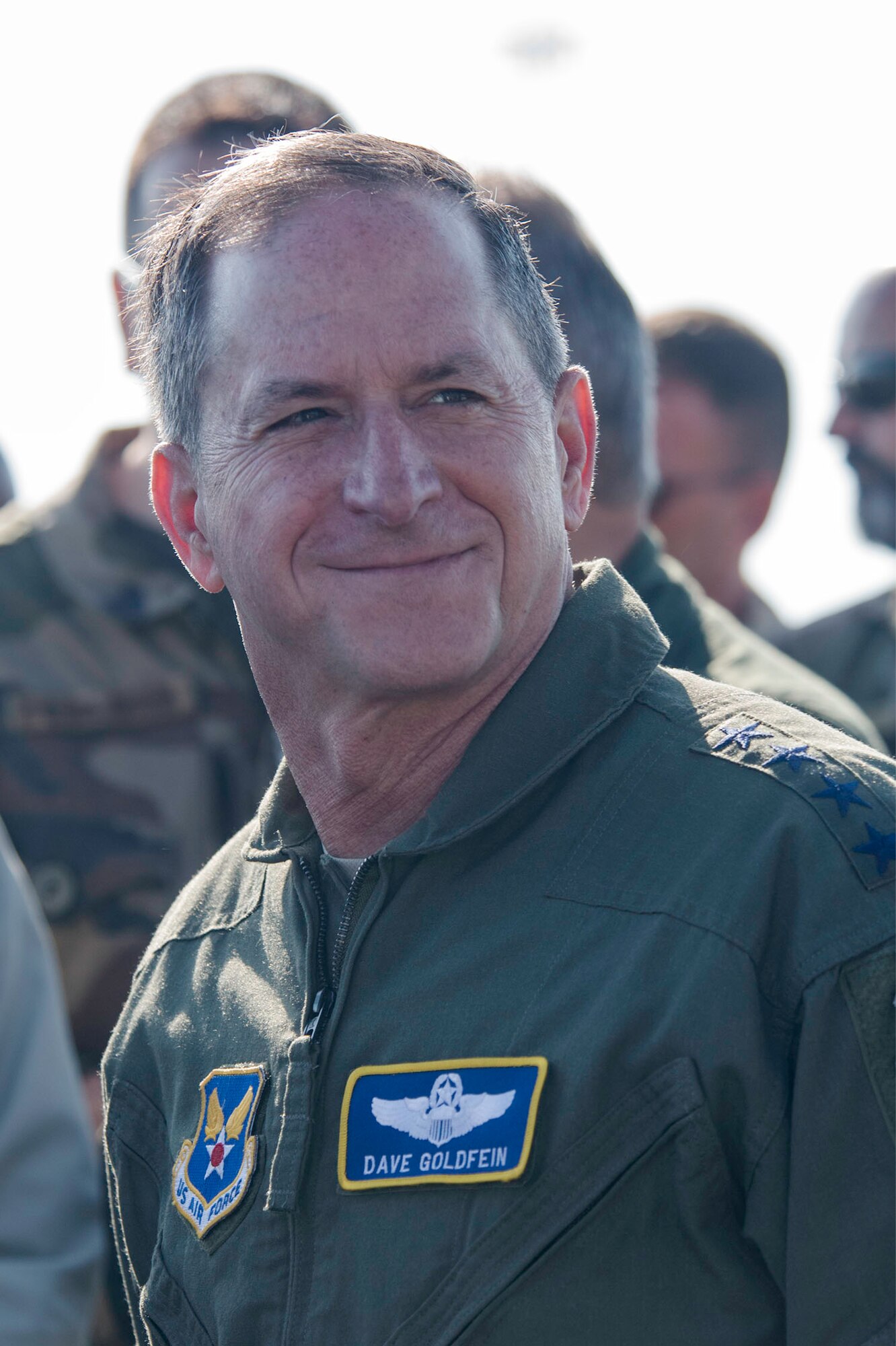 U.S. Air Force Chief of Staff David Goldfein watches a demo during the ATLANTIC TRIDENT 17 World War I Remembrance Day at Joint Base Langley-Eustis, Va., April 21, 2017. This year marks the 100th anniversary of the U.S. Air Force’s participation alongside the French air force and Royal air force during World War I. (U.S. Air Force photo/Bobbie Moore)