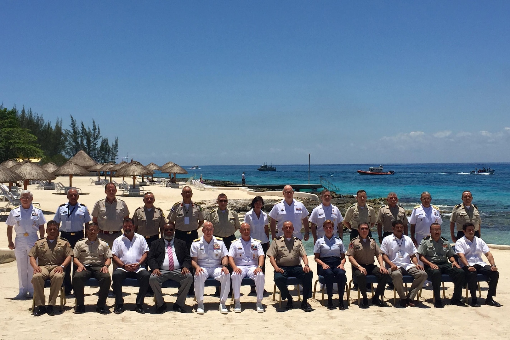 Central America Security Conference participants pose for a group photo on the first day of the two-day forum in Cozumel, Mexico, April 24, 2017. Topics of discussion include ways to increase regional cooperation and confront transnational threats. DoD photo by Lisa Ferdinando