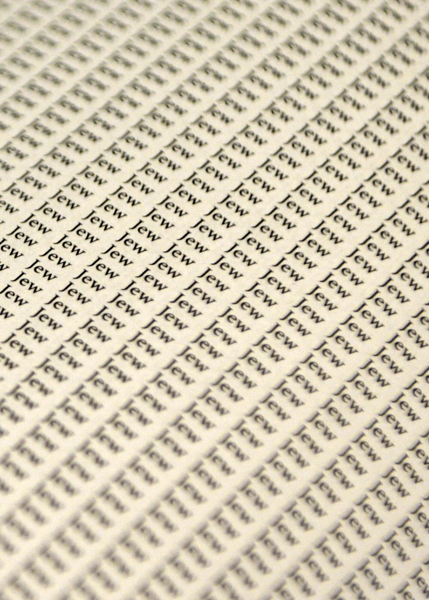 This book has the word “Jew” written more than 4,000 times on each page representing one life lost during the Holocaust. Within the entirety of the book, the word “Jew” is written more than 6 million times to give an idea of the magnitude of lives lost. The book was used during the 56th Fighter Wing’s Days of Remembrance April 20, 2017 at Luke Air Force Base. The book was provided by Rabbi Michael Beyo. (U.S. Air Force photo by Staff Sgt. Marcy Copeland)