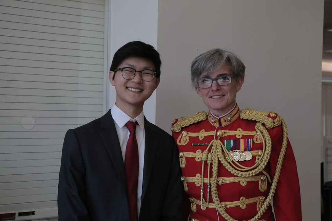 On April 9, 2017 the Marine Band performed "And the Winner Is...?" at the Rachel M. Schlesinger Concert Hall at Northern Virginia Community College in Alexandria. The concert featured French horn soloist Shawn Zheng, the winner of the Marine Band's Concert Competition for High School Musicians, as well as a tribute to Ella Fitzgerald. (U.S. Marine Corps photos by Master Sgt. Kristin duBois/released)