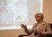 Carla Peperzak, a survivor and Dutch resistance member during the occupation of Holland by Nazi Germany, speaks to an audience about her experiences Apr. 24, 2017, at Fairchild Air Force Base, Wash. Peperzak worked for years to help save Jews enduring persecution by Nazi forces.
