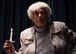 Carla Peperzak, a survivor and Dutch resistance member during the occupation of Holland by Nazi Germany, holds a candle in silent rememberance of the lives lost to Nazi forces during World War II Apr. 24, 2017, at Fairchild Air Force Base, Wash. Peperzak worked for years to help save Jews enduring persecution by Nazi forces.