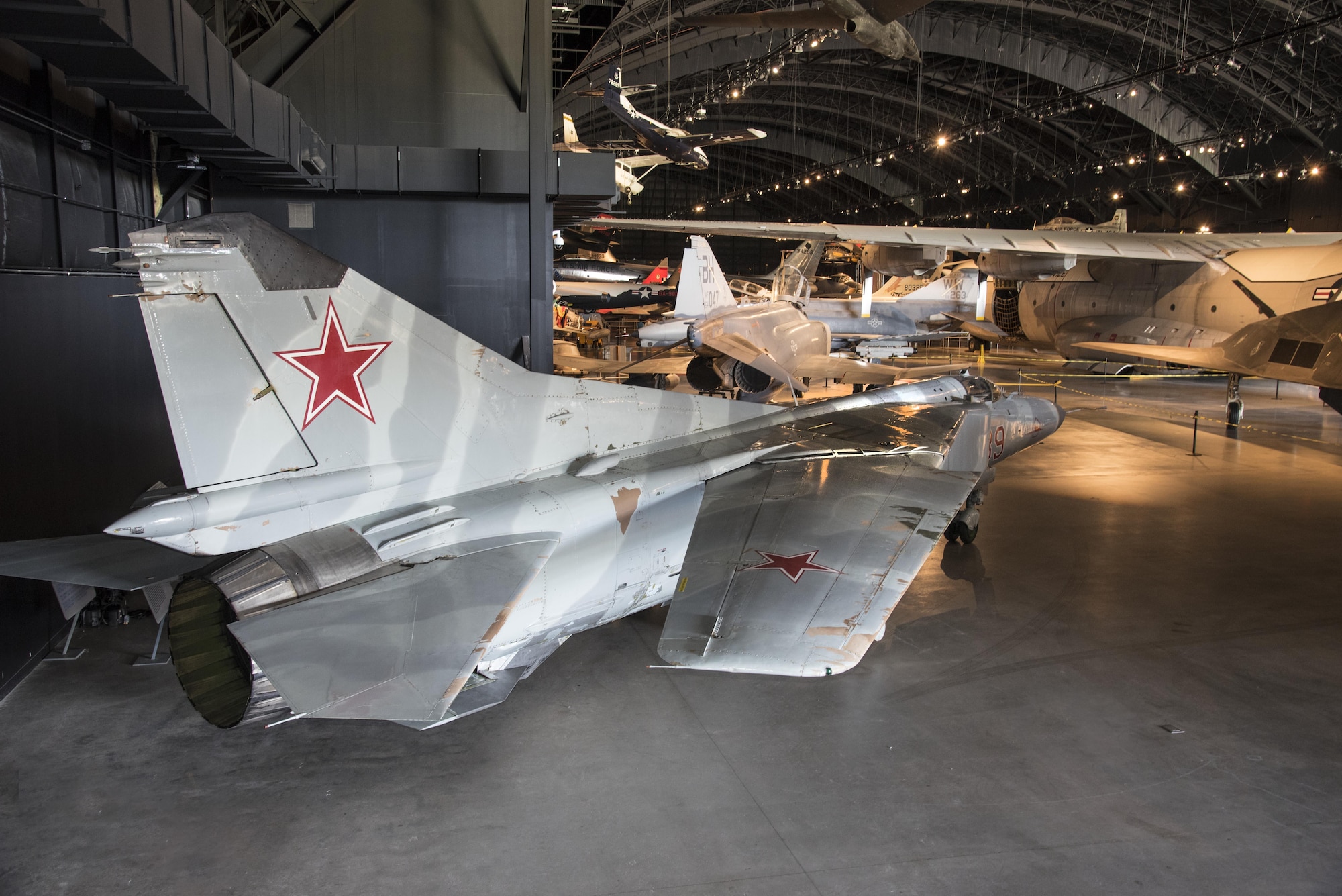 DAYTON, Ohio -- The Mikoyan-Gurevich MiG-23MS “Flogger-E” on display in the museum's Cold War Gallery. (U.S. Air Force photo by Ken LaRock)