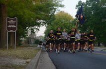 U.S. Army Soldiers assigned to the U.S. Army Training and Doctrine Command run in formation to honor the Army Reserves’ 109th Birthday at Joint Base Langley-Eustis, Va., April 21, 2017. Army Reserve Soldiers have participated in every major war campaign, to include the Global War on Terrorism with approximately 218,000 reserve members being activated since 9/11. (U.S. Air Force photo/Airman 1st Class Kaylee Dubois)