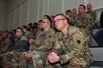 Members of the Air National Guard, Army National Guard and Army Reserve, receive the introductory brief for Cyber Shield 17 at Camp Williams, April 24, 2017. Cyber Shield 17 is an Army National Guard Defensive Cyberspace Operations exercise, with participation of approximately 800 members of the Air National Guard, United States Army Reserve, state and federal government agencies, industry partners, and academia.
