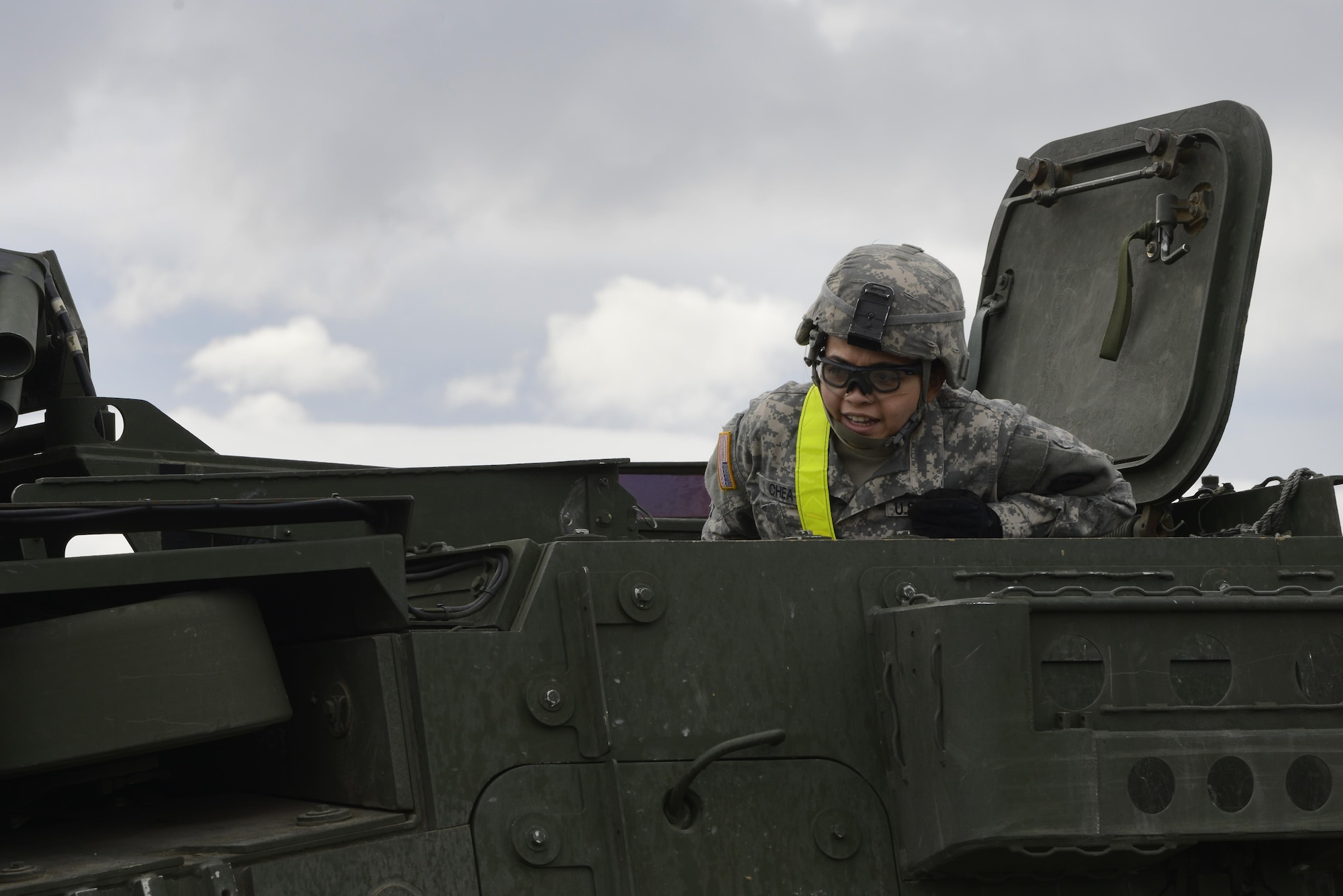 Soldiers assigned to the 1st Stryker Brigade Combat Team, 25th Infantry Division “Arctic Wolves,” unload M1126 Stryker Infantry Carrier Vehicles from a railhead on Joint Base Elmendorf-Richardson, April 25, 2017. The Arctic Wolves came to JBER from Fort Wainwright to participate in a training exercise displaying the 1-25 SBCTs deployment capabilities. 