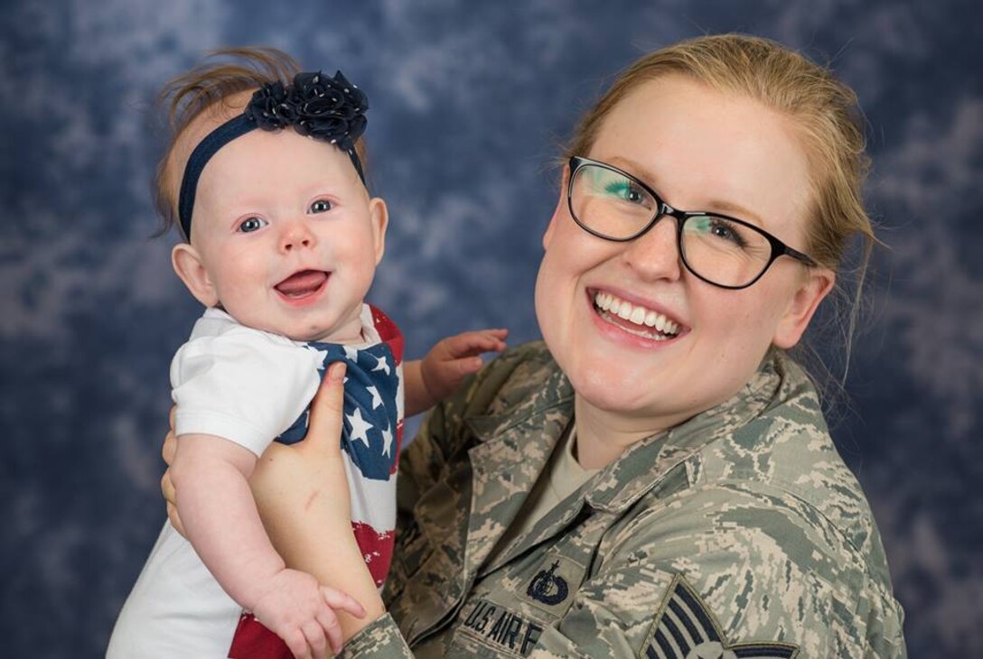 April is the Month of the Military Child! Military families are stationed all across the globe and we applaud families and their children for the daily sacrifices they make and the challenges they overcome. The Singing Sergeants TSgt Hannah Shirey serves proudly alongside her husband and 4-month old baby Becky. They are one of many families who serve in our USAF Band family. (US Air Force photos/CMSgt Kevin Burns/released