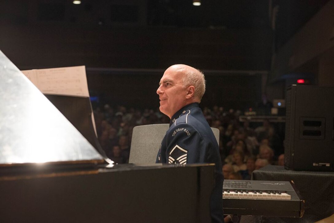 MSgt Steve Erickson performs for the last time at Shenandoah University. He is an incredibly versatile at talented pianist, excelling in both jazz and classical styles. He retires after 20 years of exceptional service in a few months. (U.S. Air Force photos/MSgt Jim Devaughn/released)