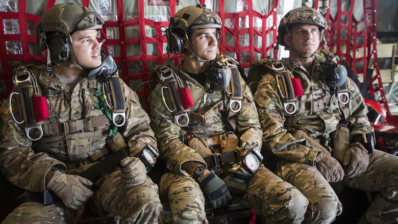 U.S. Special Operations Forces personnel take part in a military freefall jumpmaster course on Kadena Air Base, Okinawa, Japan, April 19, 2017. This marked the first time in history that the course was delivered outside of the continental United States. Hosted by the U.S. Marines Corps 3rd Reconnaissance Battalion and administered by a Mobile Training Team, the course qualified 27 Marines, Soldiers and Airmen as military freefall jumpmasters in Okinawa.