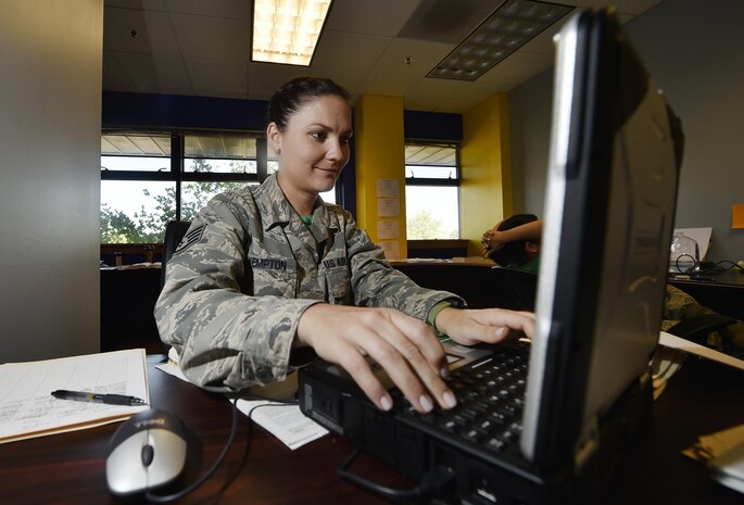 Staff Sgt. Brittany Kempton, 628th Contracting Squadron, compares quotes for a government purchase during a contingency contracting exercise at Joint Base Charleston, S.C., April 21, 2017. The 628th CONS and 628th Comptroller Squadron trained side-by-side during the exercise to test skillsets and knowledge of junior contracting and finance Airmen preparing them for a deployed environment.