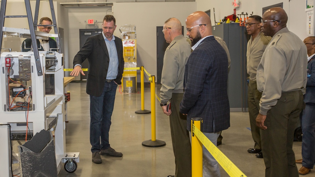 Commandant of the Marine Corps Gen. Robert B. Neller tours the Local Motors Microfactory, Knoxville, Tennessee, April 25, 2017. Neller visited to better understand innovative co-creation and manufacturing. 