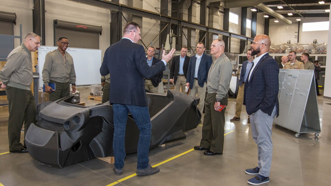 Commandant of the Marine Corps Gen. Robert B. Neller tours the Local Motors Microfactory, Knoxville, Tennessee, April 25, 2017. Neller visited to better understand innovative co-creation and manufacturing. 