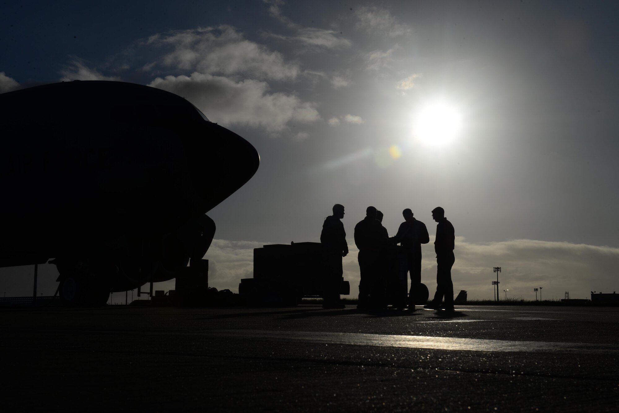 U.S. Air Force Airmen from the 100th Air Refueling Wing conduct a preflight briefing April 18, 2017 on RAF Mildenhall, England. Airmen from the 100th ARW flew to Rota Naval Air Station, Spain, to support African Lion, an exercise aimed toward strengthening relationships with U.S. allies and partners. (U.S. Air Force photo by Staff Sgt. Micaiah Anthony)