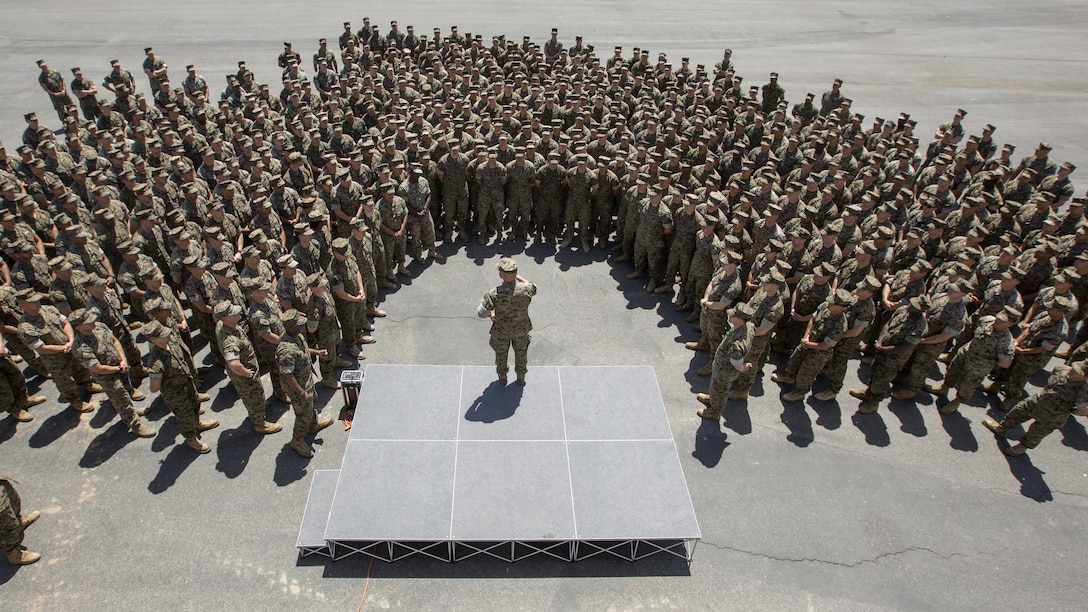 Commandant of the Marine Corps Gen. Robert B. Neller speaks to Marines with 1st Light Armored Reconnaissance Battalion and 1st Reconnaissance Battalion, at Marine Corps Base Camp Pendleton, Calif., April 26, 2017. Neller spoke about the importance of respecting fellow Marines and the Marine Corps’ revised social media policy.
