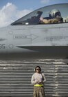 Senior Airman Kevin Ly, a 455th Expeditionary Aircraft Maintenance Squadron weapons load crew member, performs a post-flight check April 25, 2017, on Bagram Airfield, Afghanistan. F-16 Fighting Falcons from the 555th Fighter Squadron, Aviano Air Base, Italy, deployed to Bagram Airfield as part of a constant rotation of fighter aircraft. The 555th EFS, who was last here in 2015, provides counterterrorism to enable a successful train, advise and assist campaign. (U.S. Air Force photo by Staff Sgt. Benjamin Gonsier)