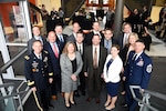 U.S. Army Maj. Gen. Daniel Karbler (front, left), U.S. Strategic Command (USSTRATCOM) chief of staff; U.S. Air Force Chief Master Sgt. Patrick F. McMahon (front, right), USSTRATCOM senior enlisted leader; Dr. Douglas Derrick (second row, 2nd from right), University of Nebraska at Omaha (UNO) fellowship co-director; and Dr. Gina Ligon (second row, right), UNO fellowship co-director, recognize graduates of the Strategic Leadership Fellows Program at UNO’s Peter Kiewit Institute, April 21, 2017. The National Strategic Research Institute, UNO and USSTRATCOM launched the inaugural fellows program in 2014. Each year, 10 USSTRATCOM employees are hand-selected as Strategic Leadership Fellows for the spring academic semester. Fellows are charged with scholarly research and writing aimed at addressing the nation’s most urgent challenges. 