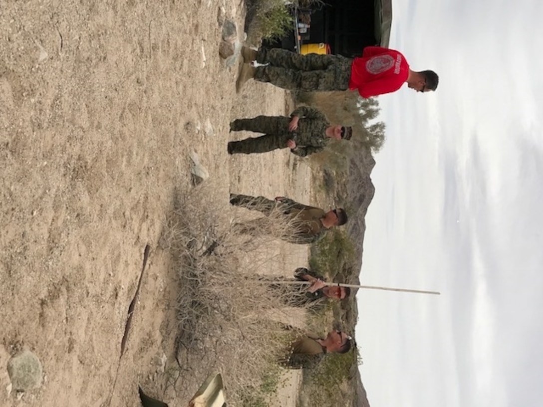 Students of Explosive Ordnance Disposal Advanced Training Center (EODATC) Supervisor Course Class 020-2017 receive a brief prior to commencing lodged projectile procedures.  The students used several methods to remove lodged projectiles from a variety of weapons systems.                