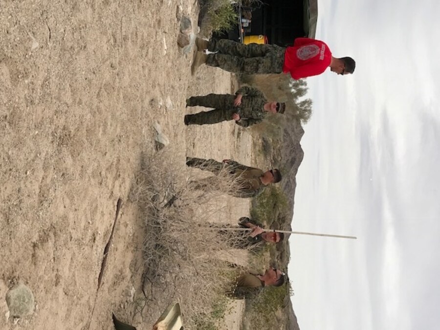 Students of Explosive Ordnance Disposal Advanced Training Center (EODATC) Supervisor Course Class 020-2017 receive a brief prior to commencing lodged projectile procedures.  The students used several methods to remove lodged projectiles from a variety of weapons systems.                