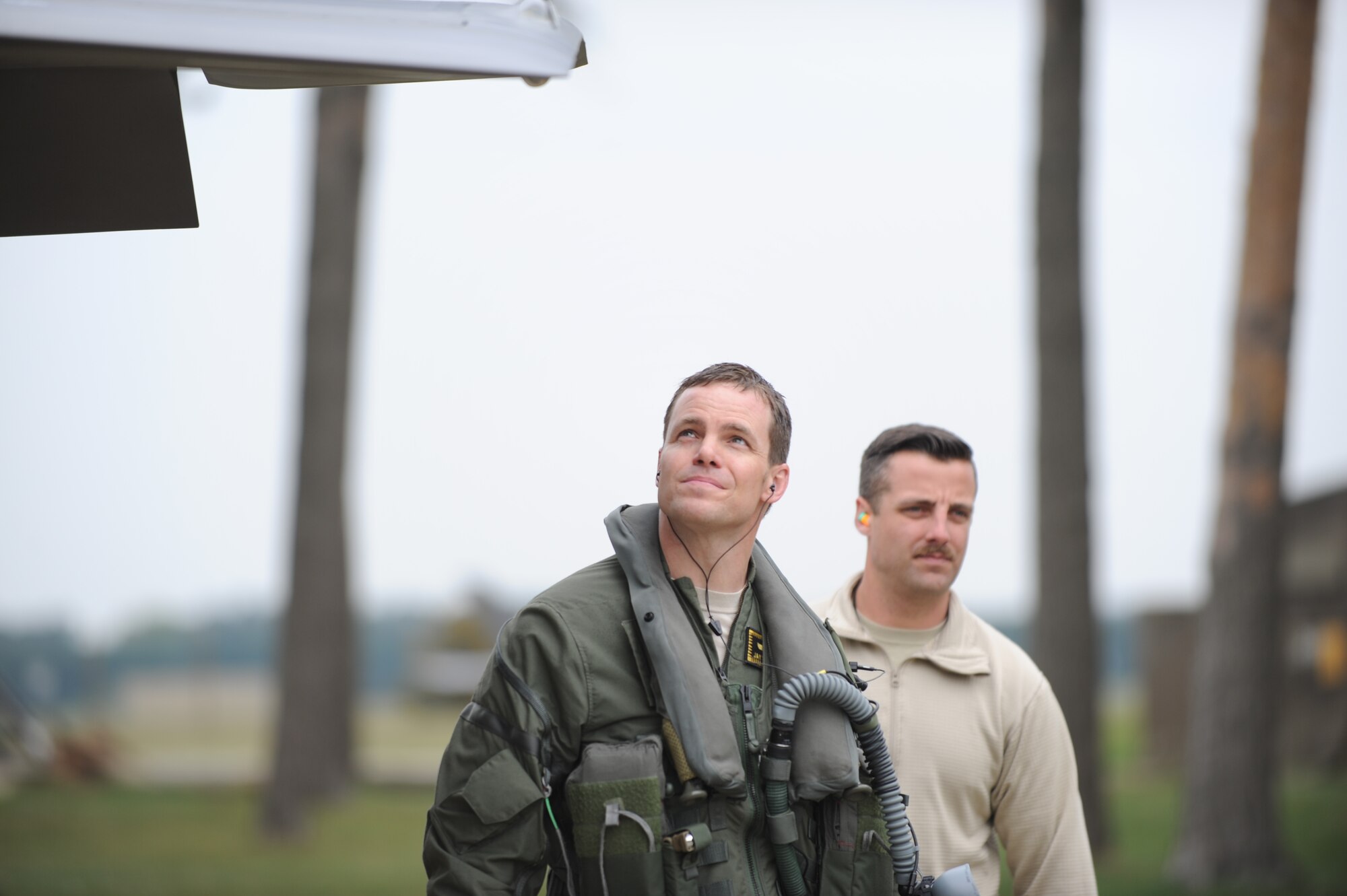 Maj. Jayson Rickard, F-35 pilot in the 419th Fighter Wing, and Tech. Sgt. Ryan Johnston, 419th crew chief, conduct a preflight check while deployed to Europe. Eight F-35A Lightning IIs and about 250 personnel from the Air Force Reserve 419th FW and active duty 388th FW at Hill Air Force Base, Utah, are in Europe for several weeks and will travel to multiple NATO bases in an effort to maximize training opportunities and demonstrate U.S. support to NATO. In their civilian lives, Rickard is a pilot for Delta Air Lines and Johnston works for SkyWest Airlines. Both reservists are currently on full-time orders to help fortify F-35A operations at Hill AFB. (U.S. Air Force photo/Micah Garbarino) 