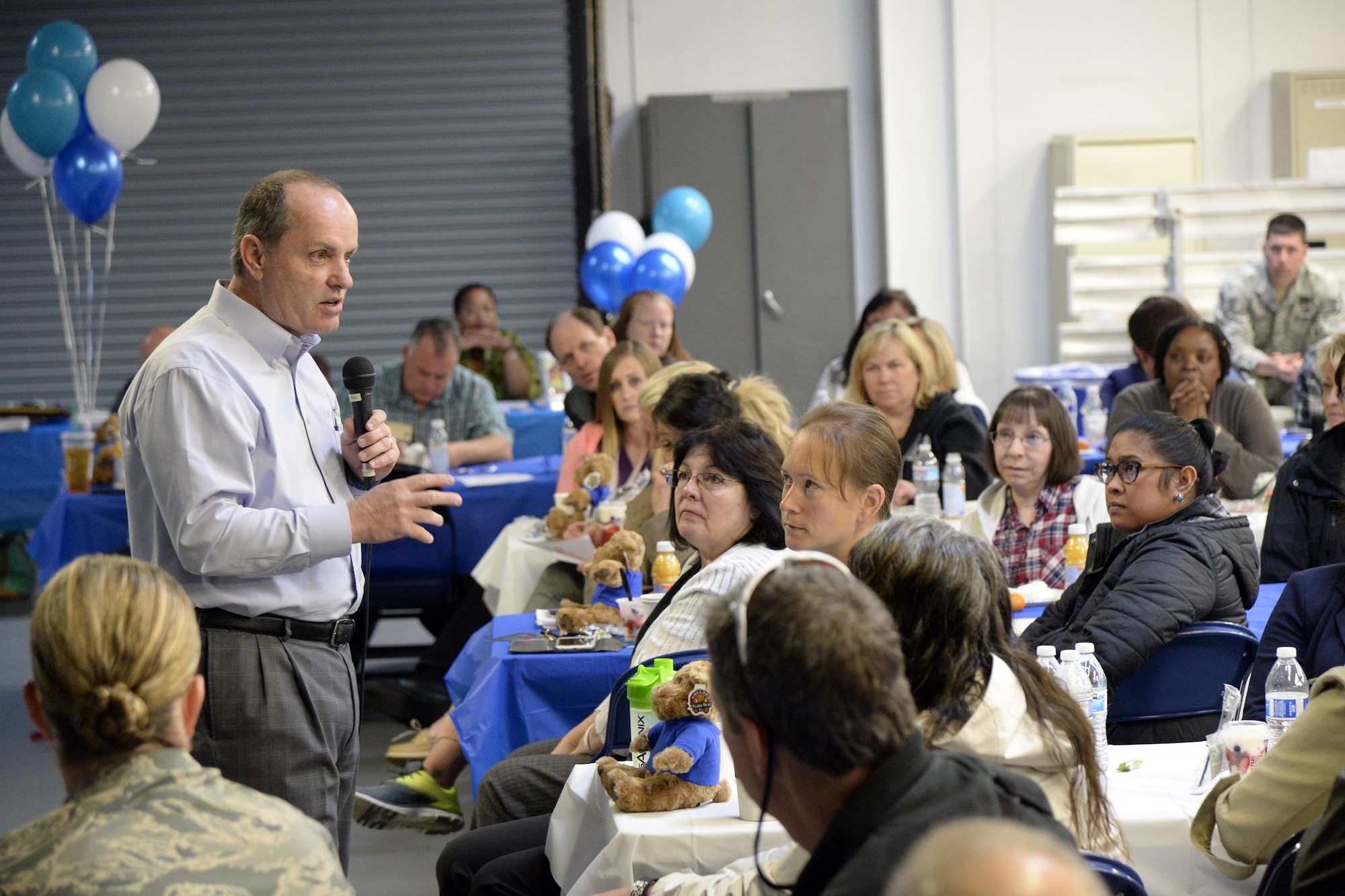 Hope 4 Utah Founder and Executive Director Dr. Gregory A. Hudnall speaks during a teen bullying and suicide prevention event at Hill Air Force Base, April 18. The event was meant in part to facilitate a critical discussion, very timely in Utah, a state with one of the nation’s highest teen suicide rates. (Todd Cromar/U.S. Air Force) 