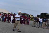 Mr. Cosme Torres, emergency management specialist for the Veteran Administration Healthcare System and lead for Tropical Journey, briefs local and federal agencies, volunteers, and military members on the purpose and expectations of Tropical Journey on April 24 at the Incident Command Base, Rafael Hernandez Airport in Aguadilla.