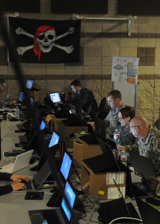 Members of the Army National Guard, Air National Guard, Army Reserve and civilian agencies prepare to engage in cyberattacks as Red Cell members in Cyber Shield 17 at Camp Williams, Utah, April 27, 2017. The National Guard is working closely with its interagency partners and the private sector to strengthen network cybersecurity and capabilities to support local responses to cyber incidents in Cyber Shield 17. Army photo by Sgt. Michael Giles