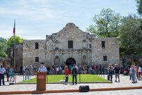 502nd Civil Engineer Squadron Explosive Ordnance Disposal technicians from Joint Base San Antonio-Lackland demonstrated their equipment and methods of bomb disposal during San Antonio’s Fiesta 2017 Air Force Day at the Alamo April 24. Fiesta originated in 1891 as a tribute to the heroes of the Alamo and the Battle of San Jacinto. (U.S. Air Force photo by Andrew C. Patterson)