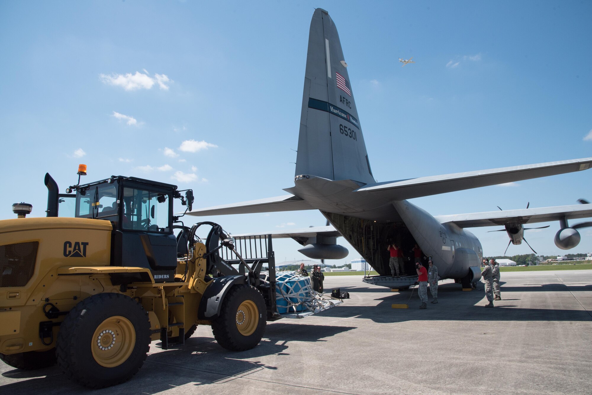 The 53rd Weather Reconnaissance Squadron provided an aircraft for aerial porters to load cargo onto during the Air Force Reserve Command Port Dawg Challenge, Dobbins Air Reserve Base, Georgia, April 24-27, 2017. Twenty-three teams, including the 41st Aerial Port Squadron, competed in the event created to enhance and maintain the camaraderie of aerial port Airmen while promoting professionalism, leadership, training and communication between "Port Dawgs." (U.S. Air Force photo/Maj. Marnee A.C. Losurdo)