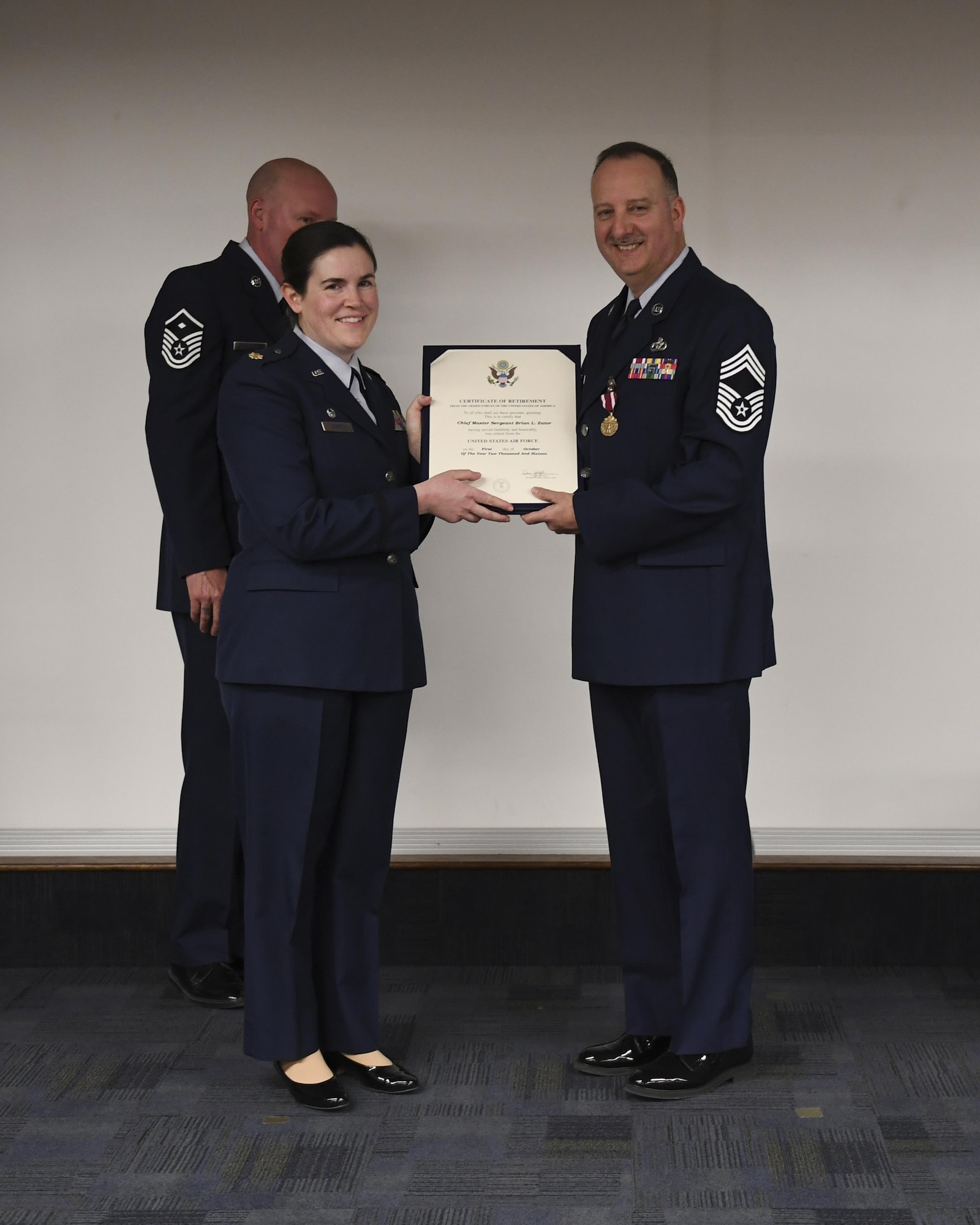 Chief Master Sgt. Richard “Todd” Yost, chief civil engineer of the 911th Civil Engineer Squadron, retired April 9, 2017 at the Pittsburgh International Airport Air Reserve Station, Pa., after over 33 years of dedicated service. After an active duty tour stationed at McGuire Air Force Base, New Jersey, Yost, a West Virginia native, came to the 911th Airlift Wing where he spent over 29 years of his Air Force career. (U.S. Air Force photo by Senior Airman Beth Kobily)