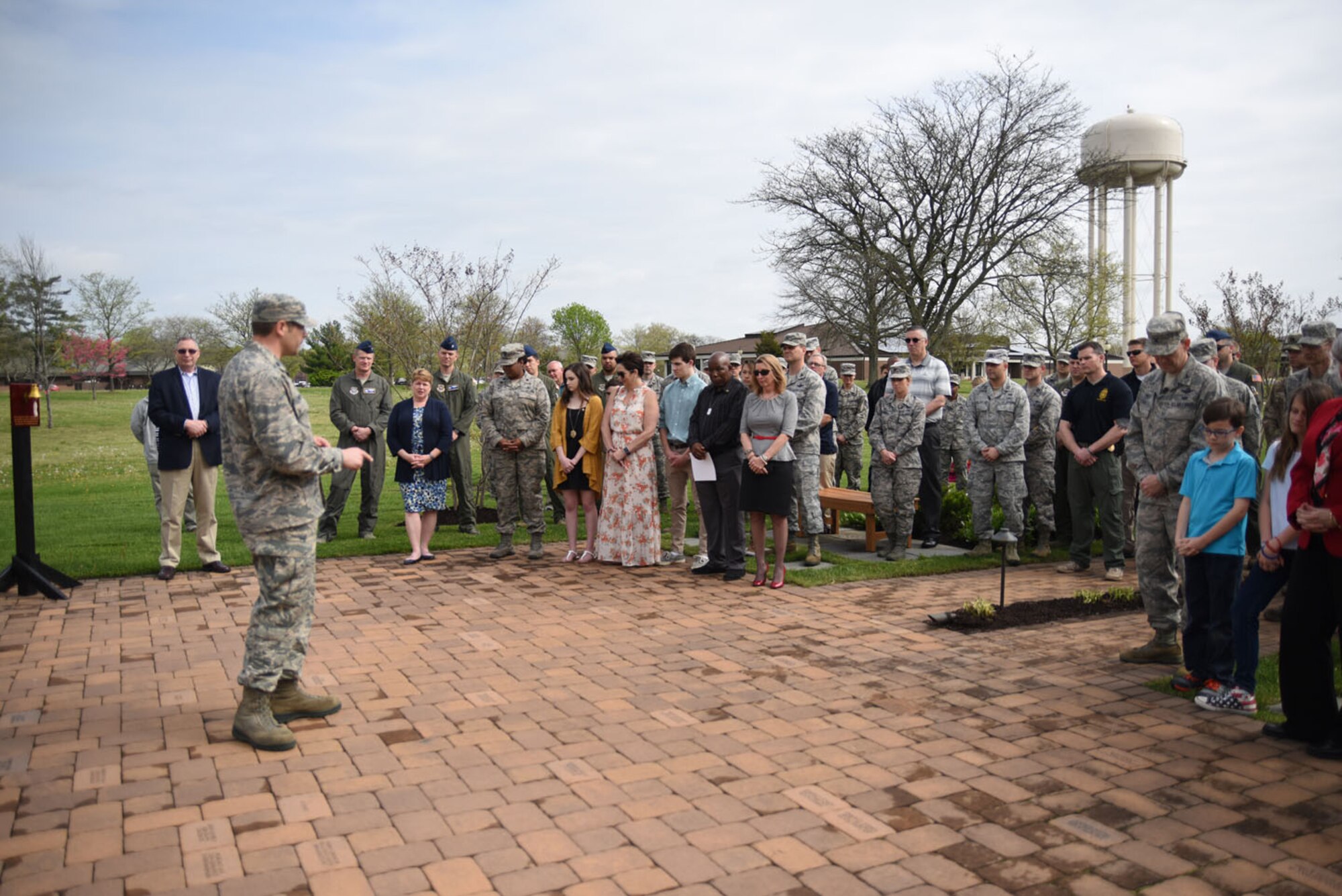 Attendees listen to opening remarks during the Air Advisor Memorial Ceremony, at Joint Base McGuire-Dix-Lakehurst, New Jersey, April 27, 2017.(U.S. Air Force photo/Brad Camara)