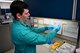 U.S. Air Force Staff Sgt. Daniel Phelps, a laboratory technician assigned to the 509th Medical Support Squadron, tests a throat swab for strep using a rapid strep testing kit at Whiteman Air Force Base, Mo., April 19, 2017. Technicians work hand-in-hand with primary care physicians to provide patients with a proper diagnosis and treatment. (U.S. Air Force photo by Airman 1st Class Jazmin Smith)