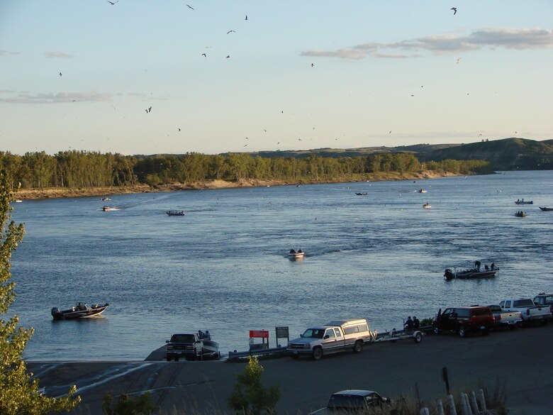 East Tailrace Boat Ramp at Garrison Project during optimal camping and boating season.